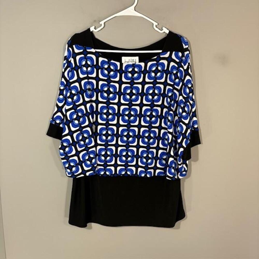 Joseph Ribkoff Blouse Womens 12 Multicolor Geometric 3/4 Sleeve Tunic Top
